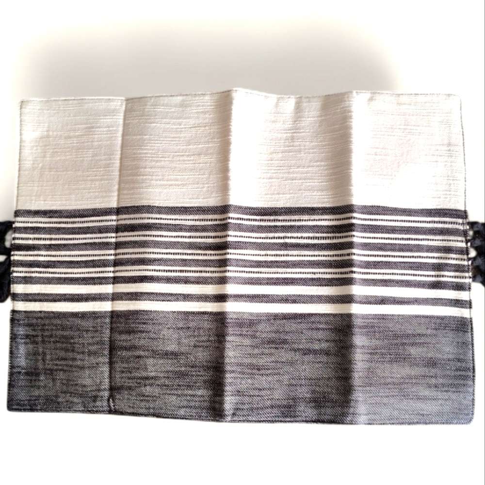 Quintessential Textiles Grey & Cream Striped Placemats Set of 4. NEW